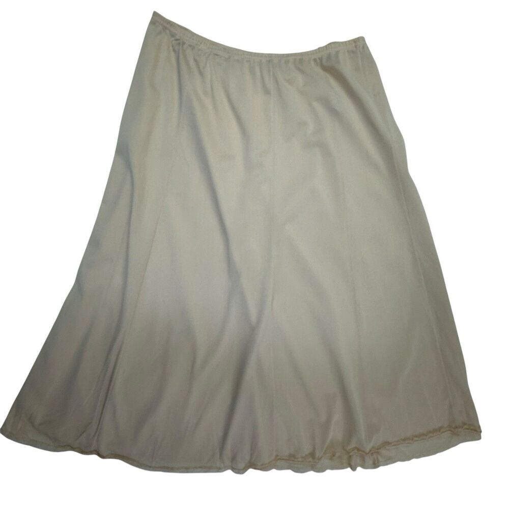 VANITY FAIR Cream M Antron III Half Slip Midi Length USA Vintage Full A-Line